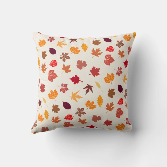 Autumn Vibes Fall Leaves Cushion (Back)