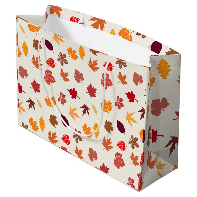 Autumn Vibes Fall Leaves Large Gift Bag (Back Angled)