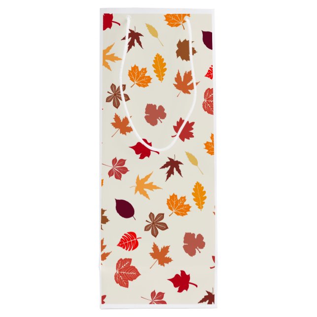 Autumn Vibes Fall Leaves Wine Gift Bag (Back)