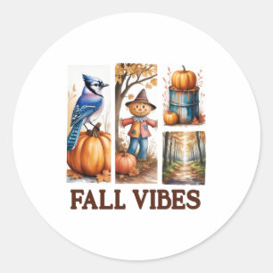 Autumn Vibes Fall Vibes Classic Round Sticker