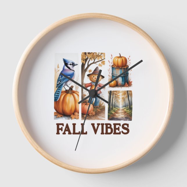 Autumn Vibes Fall Vibes Clock (Front)