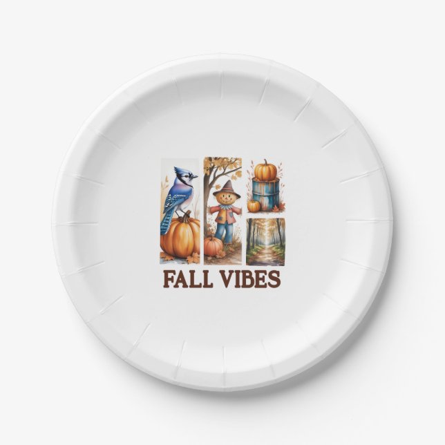 Autumn Vibes Fall Vibes Paper Plate (Front)