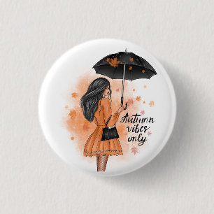 Autumn Vibes Only Fall Fashion Girl 3 Cm Round Badge