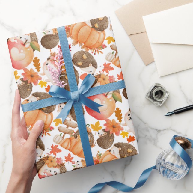 Autumn vibes Pattern Porcupine Wrapping Paper (Gifting)