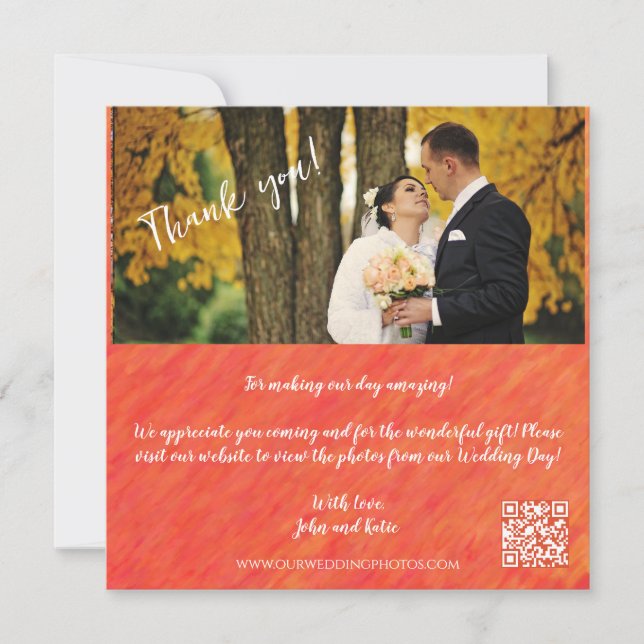 Autumn Vibes-Photo-QR Code -Wedding Thank You Invitation (Front)