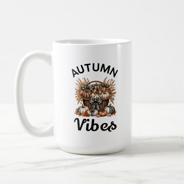Autumn vibes pumpkin  basket coffee mug (Left)