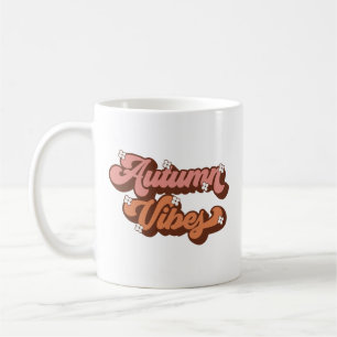 Autumn Vibes Retro Text and Dainty Flowers Coffee Mug