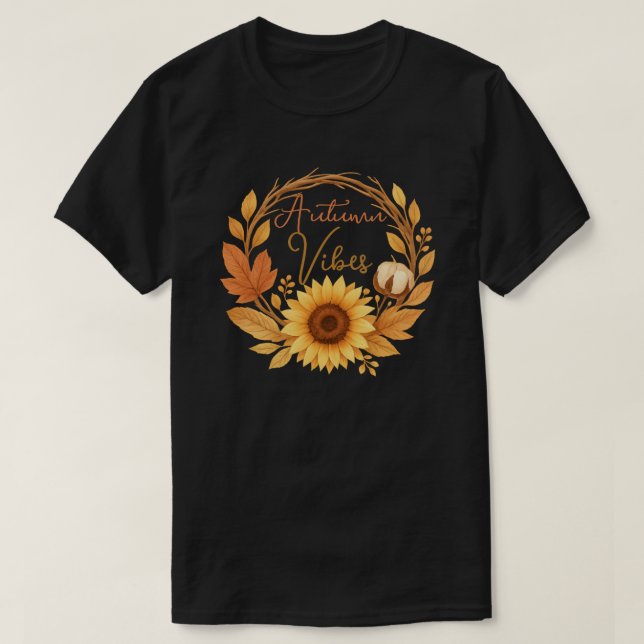 Autumn Vibes Sunflower T-Shirt (Design Front)