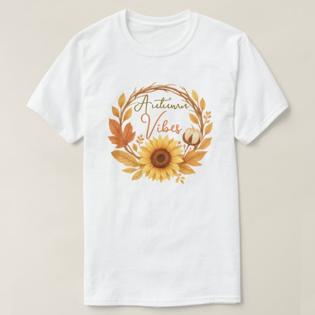 Autumn Vibes Sunflower T-Shirt (Design Front)