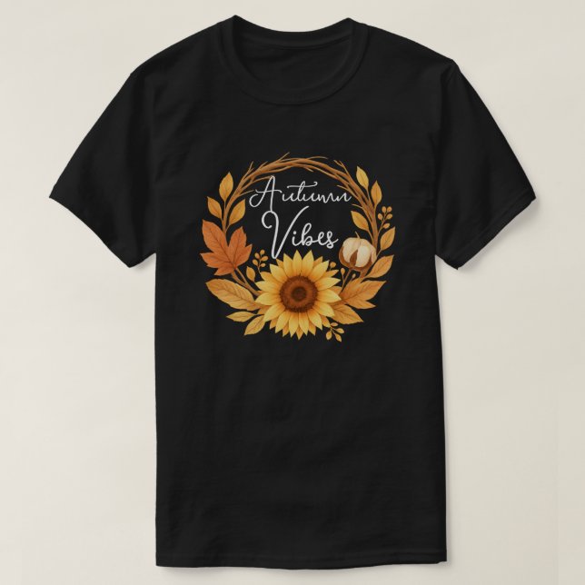 Autumn Vibes Sunflower T-Shirt (Design Front)