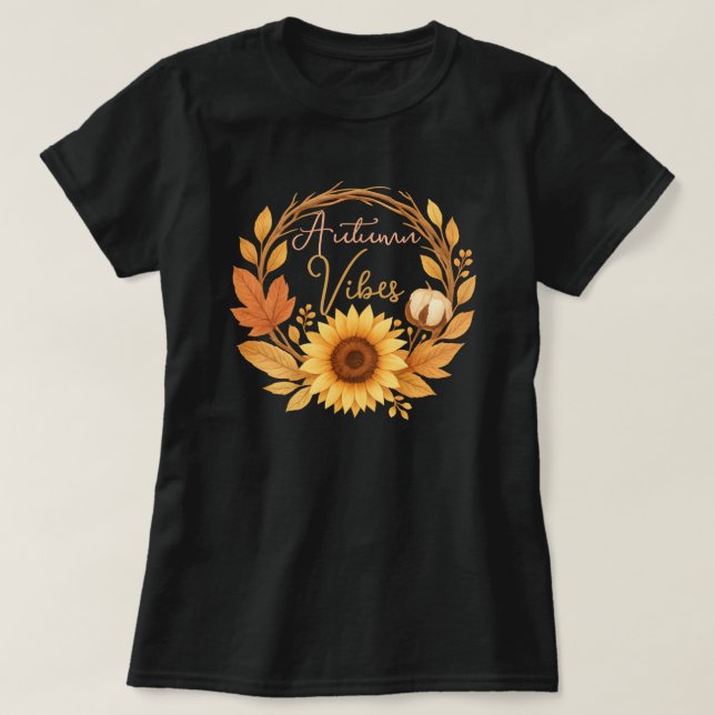 Autumn Vibes Sunflower T-Shirt (Design Front)
