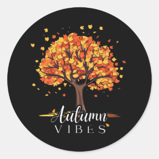 Autumn Vibes Tree Classic Round Sticker