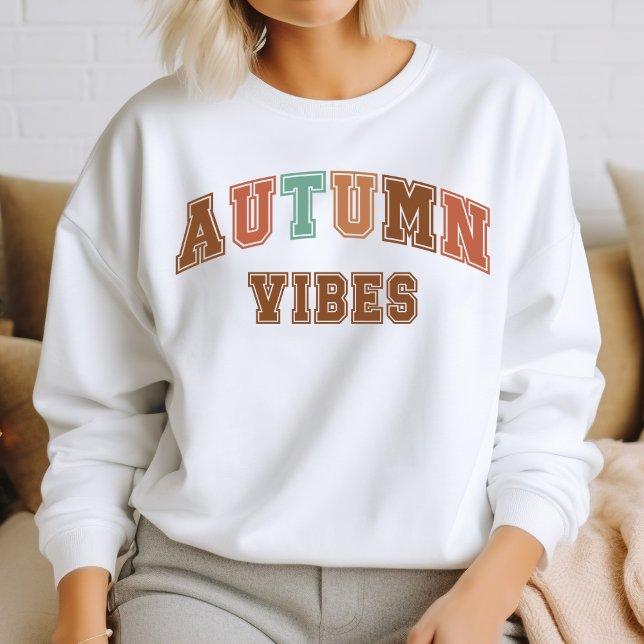 Autumn Vibes Trendy Fall Varsity Sweatshirt (Creator Uploaded)