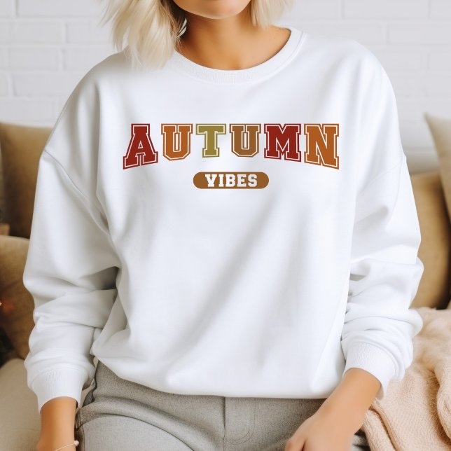 Autumn Vibes Trendy Fall Varsity Sweatshirt (Creator Uploaded)