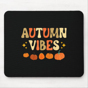 Autumn Vibes Women Men Kids Groovy Floral Retro Fa Mouse Mat