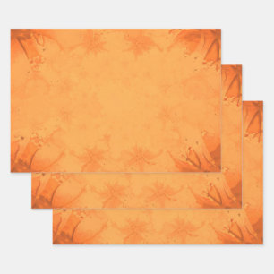 Autumn Victorian Brown Orange Pattern Wrapping Paper Sheet