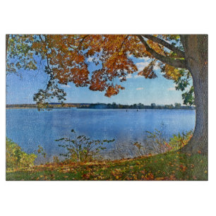 Autumn View Glass Cutting Board