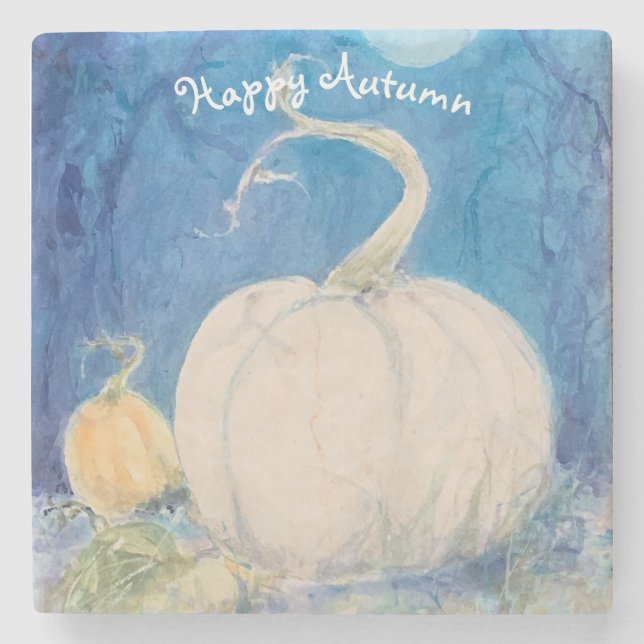 Autumn Vine Pumpkin Patch Maureen Girard Fall Stone Coaster (Front)