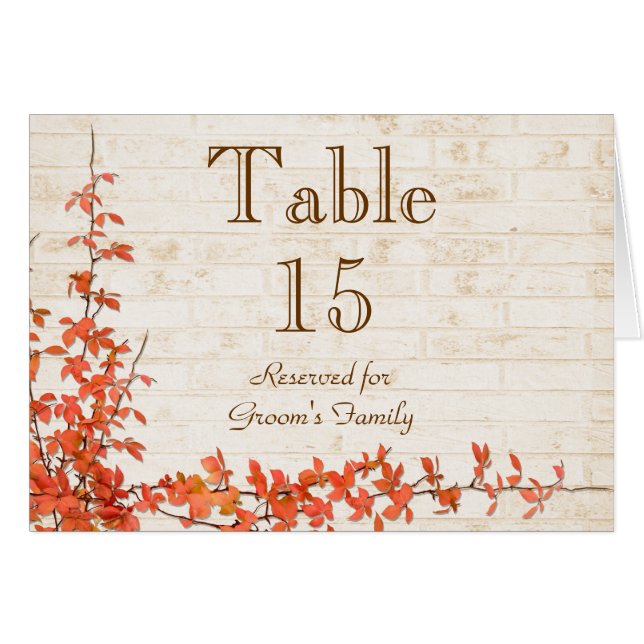 Autumn Vine Table Seating Name Card (Front Horizontal)