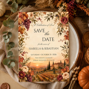 Autumn Vineyard Wedding Save The Date