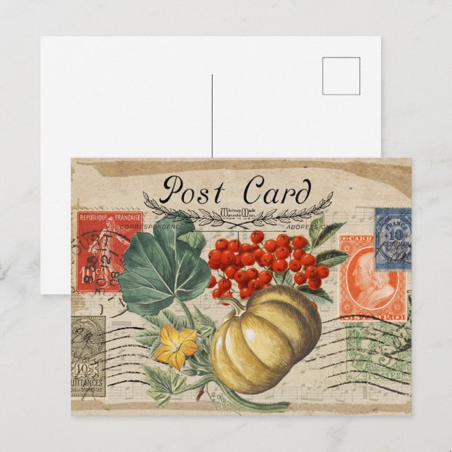 AUTUMN VINTAGE COLLAGE POSTCARD (Front/Back)