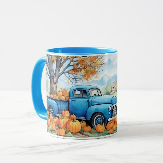 Autumn Vintage Pickup and Pumpkins Mug (Front Left)