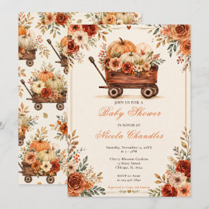 Autumn Wagon Baby Shower Invitation