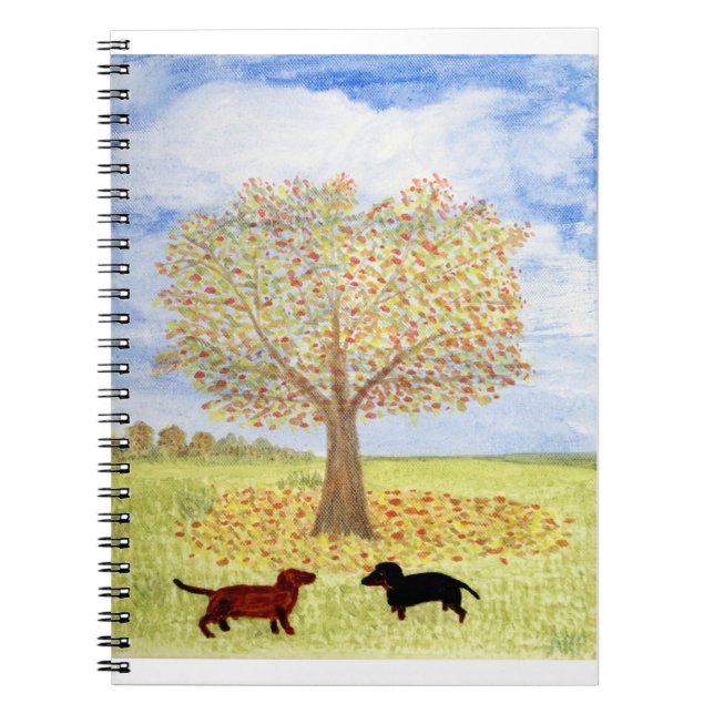 Autumn Walk Dachshund Dogs Notebook (Front)