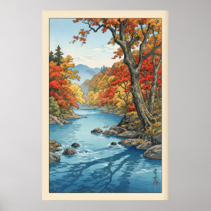 Autumn Wall Art Print River Scene with Fall