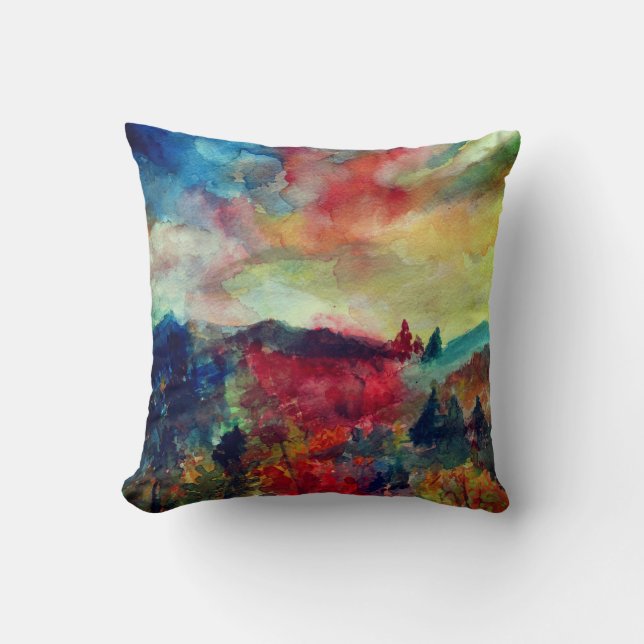 Autumn Watercolor Art Cushion (Front)