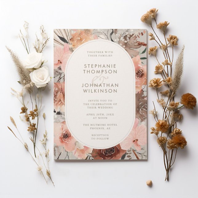 Autumn Watercolor Boho Floral Wedding Invitation (Creator Uploaded)