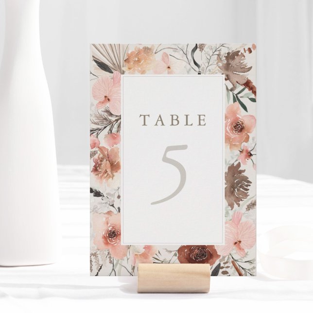 Autumn Watercolor Boho Wedding Table Number (Autumn Watercolor Boho Wedding Table Number Sign)