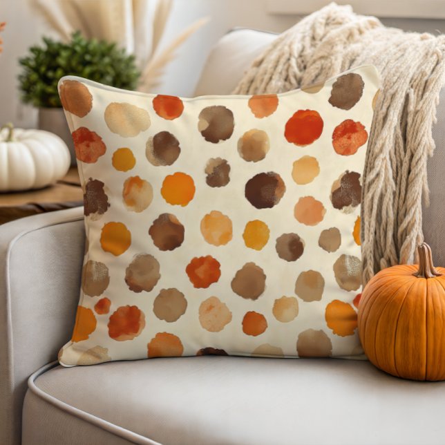 Autumn Watercolor Dots on Cream Cushion (Creator Uploaded)