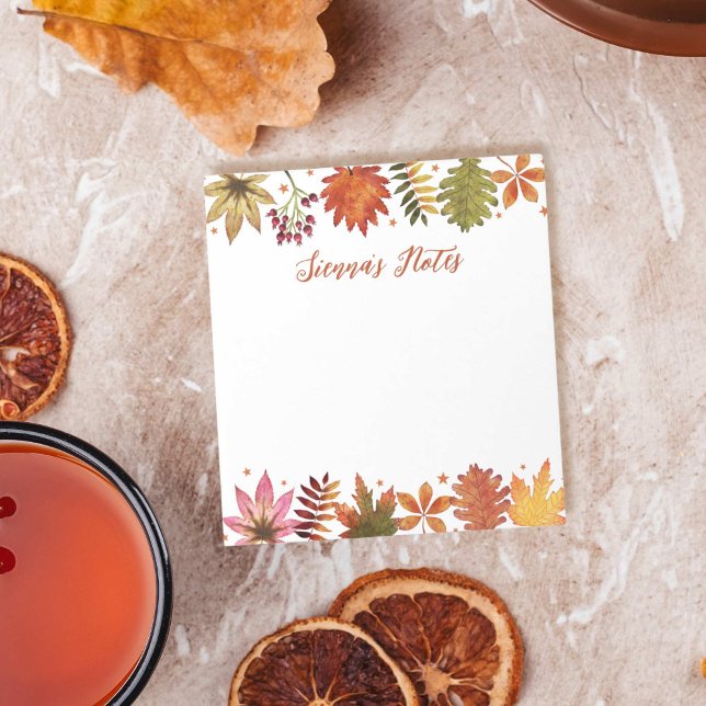 Autumn Watercolor Fall Leaves Rustic Name Notepad (Autumn Watercolor Fall Leaves Rustic Name Notepad)