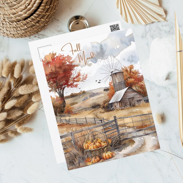 Autumn Watercolor Fall Mood in the Country Postcard (Creator Uploaded)