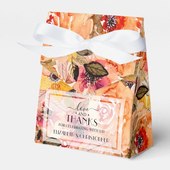 Autumn Watercolor Floral Collage Favour Box (Front Side)