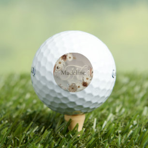 Autumn Watercolor Floral Monogram Personalised Golf Balls