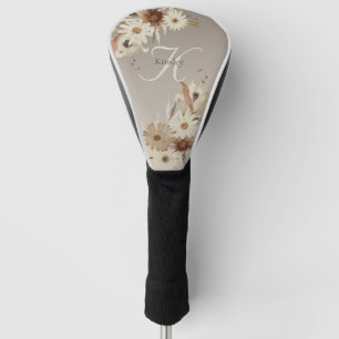 Autumn Watercolor Floral Monogram Personalised Golf Head Cover