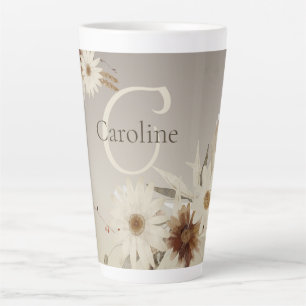 Autumn Watercolor Floral Monogram Personalised Latte Mug