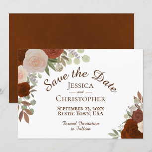 Autumn Watercolor Floral Simple Elegant Wedding Save The Date