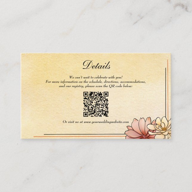 Autumn Watercolor Floral Terracotta Yellow Wedding Enclosure Card (Front)