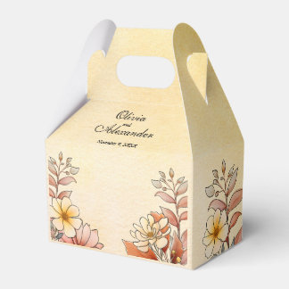 Autumn Watercolor Floral Terracotta Yellow Wedding Favour Box