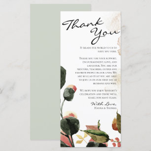 Autumn Watercolor Floral Thank You Place Card