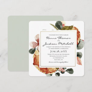Autumn Watercolor Floral Wedding Invitation
