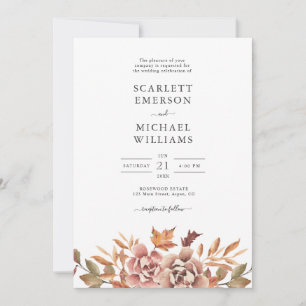 Autumn Watercolor Floral Wedding Invitation
