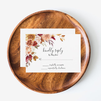 Autumn Watercolor Floral Wedding RSVP