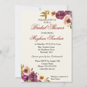 Autumn Watercolor Florals - Bridal Shower Invitation
