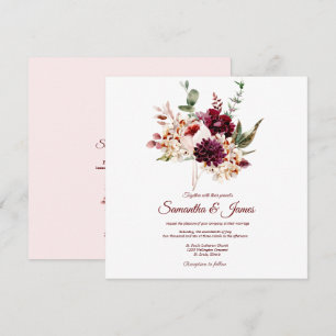 Autumn Watercolor Florals Wedding Invitation