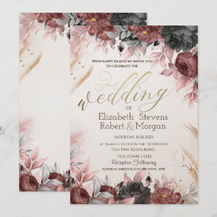 Autumn Watercolor Flowers  Invitation