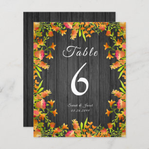 Autumn Watercolor Flowers on Rustic Wood